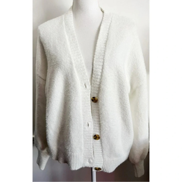 J by Joie • White Fuzzy Super Soft and Cozy Cardigan - Picture 1 of 5
